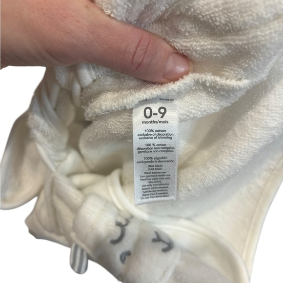 NWOT Carter's Baby 0-9 month White Lamb Hooded Terry Bath Robe Cotton - Picture 5 of 5